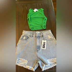 Princess Polly top and denim Shorts , size 4